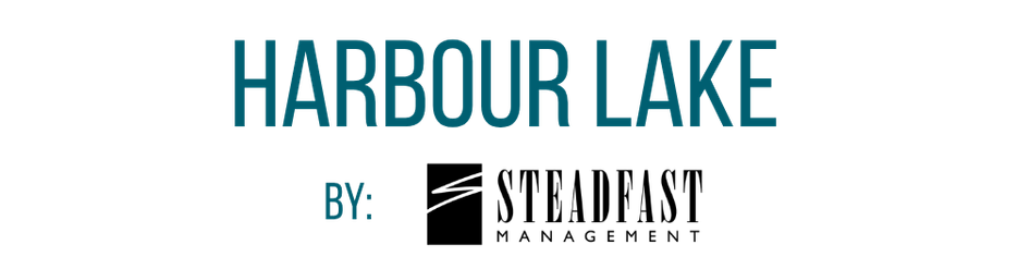A logo for Harbour Lake by Steadfast Management.